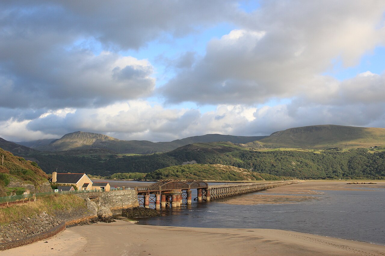 Barmouth Bridge crossing the Mawddach estuary